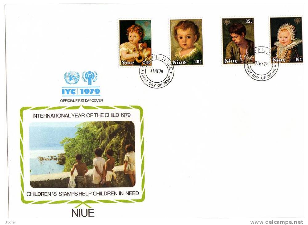 Jahr Des Kindes 1979 Gemälde Niue 238/1+Block 15 2x FDC 11€ Kinderköpfe UNO Painting Cover Art Children Bf UNICEF - Impressionisme