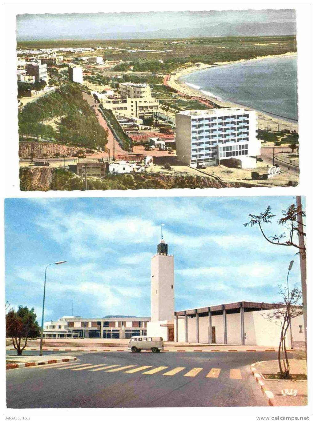 AGADIR 2 Cpsm  Vue Générale 1964 + Mosquée Hassan II Mosque ( VW Combi Bus Kombi Volkswagen ) - Agadir