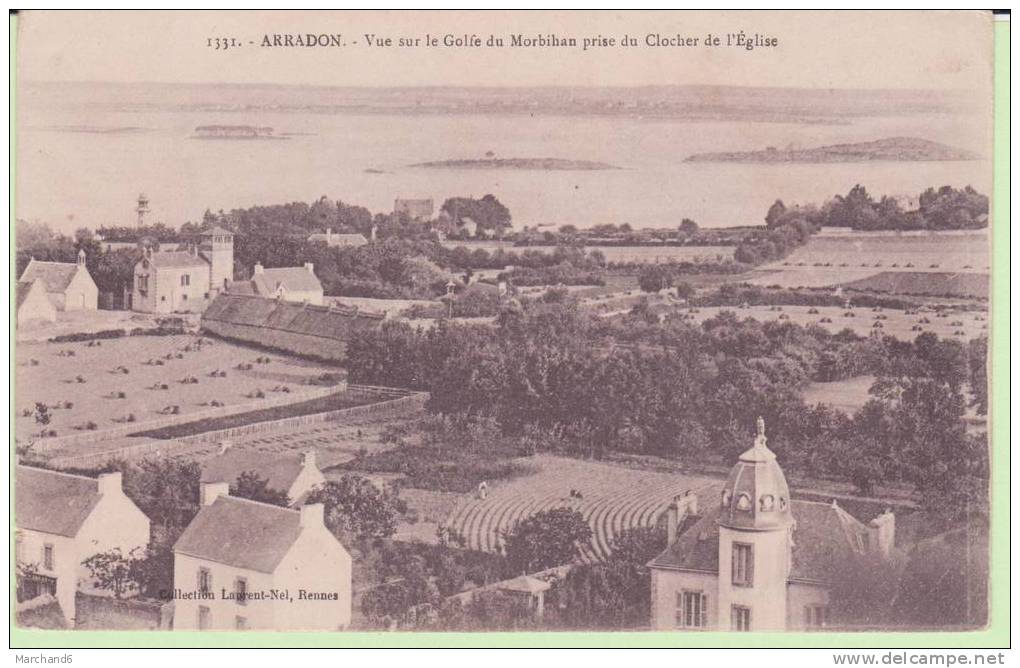 MORBIHAN.ARRADON.VUE DU GOLFE DU MORBIHAN PRISE DU CLOCHER DE L EGLISE - Arradon