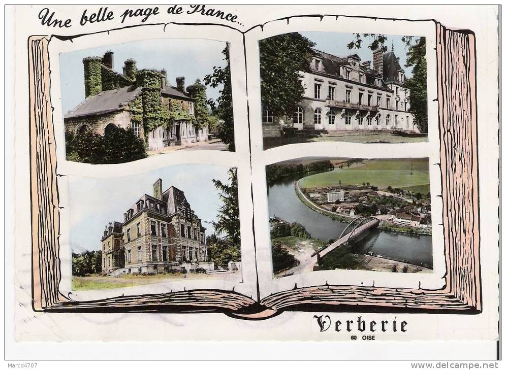 VERBERIE 60 Carte Multivues Sur Les Chateaux Editions Combier Carte Dendelée Photo Véritable - Verberie