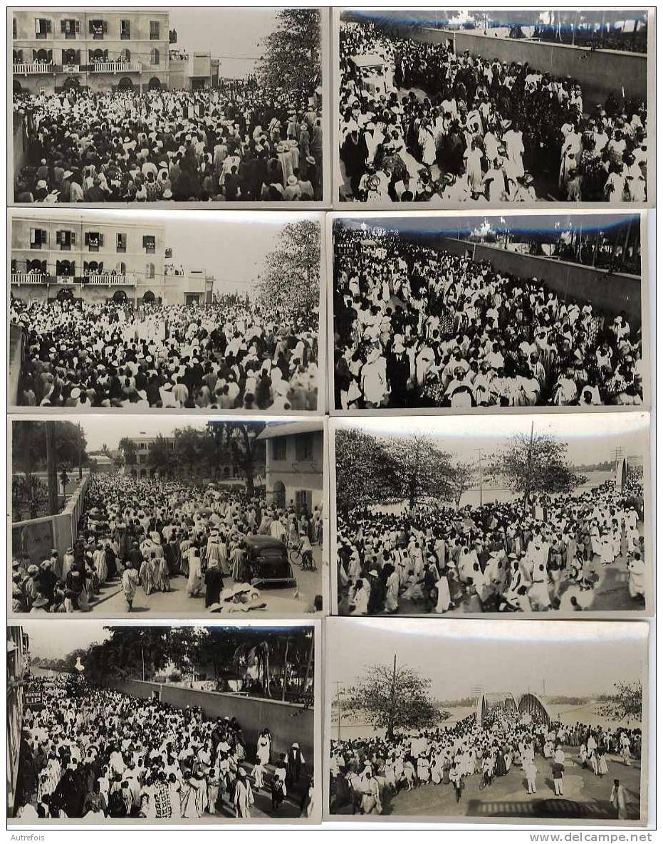 SENEGAL  -   SAINT LOUIS DU SENEGAL  -   GRANDE FOULE LORS D UNE FETE OU VISITE IMPORTANTE   - 8 CARTES PHOTOS DIVERSES - Sénégal