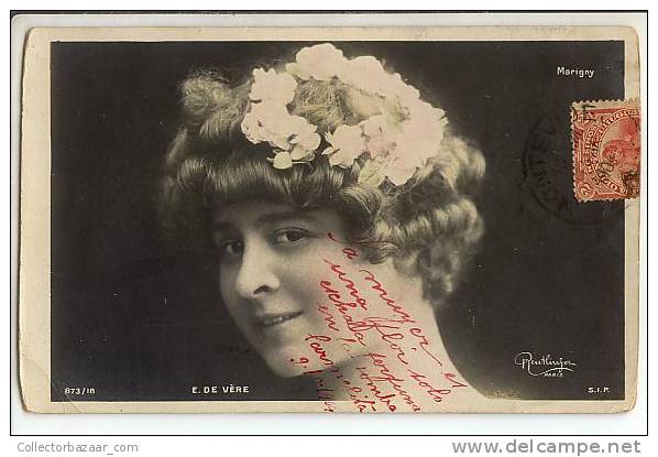 VINTAGE Ca1900 PHOTO POSTCARD ACTRESS OPERA STAGE AK CPA FEMME E DE VERE - Artistas