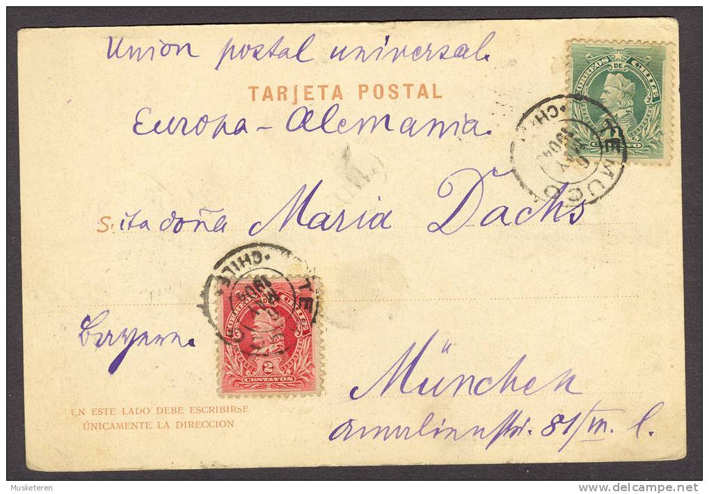 Chile Beauty Tarjeta Postal Mapuches, Indias Araucanas Cancelled TEMUCO Chile 6.5.1904 To München Germany - Indianer