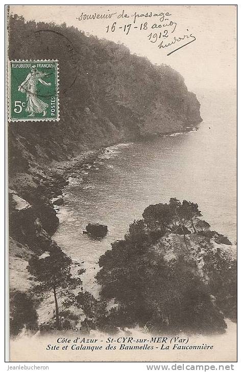 C . P . A   (  SAINT CYR SUR MER  " Site Et Calanque Des Baumelles - La Fauconnière " Belle Prise De Vue  Très Rare ) - Saint-Cyr-sur-Mer