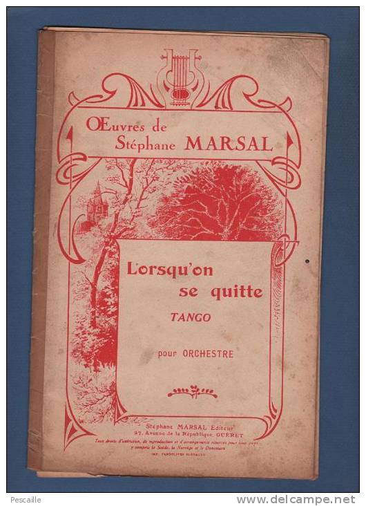 PARTITION POUR ORCHESTRE STEPHANE MARSAL - TANGO - PIANO / BATTERIE / ACCORDEON / VIOLONCELLE ET TROMBONE / BARYTON SAXO - Koorzang