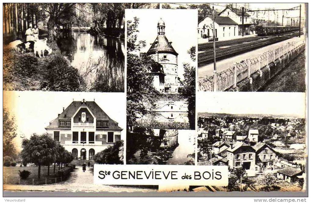 CPA.   STE GENEVIEVE DES BOIS. 5 VUES. ..DENTELLEE - Sainte Genevieve Des Bois