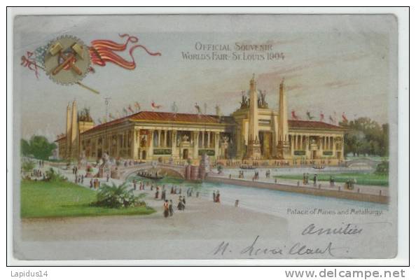 J 343 / CPA  OFFICIAL SOUVENIR WORLDS FAIR SAINT LOUIS 1904 -PALACE OF TMINES AND METALLURGY - Andere & Zonder Classificatie