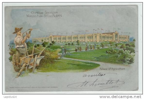 J 344 / CPA  OFFICIAL SOUVENIR WORLDS FAIR SAINT LOUIS 1904 -PALACE OF AGRICULTURE - Sonstige & Ohne Zuordnung