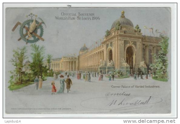 J 348 / CPA  OFFICIAL SOUVENIR WORLDS FAIR SAINT LOUIS 1904 -CORNER PALACE OF VARIED INDUSTRIES - Other & Unclassified