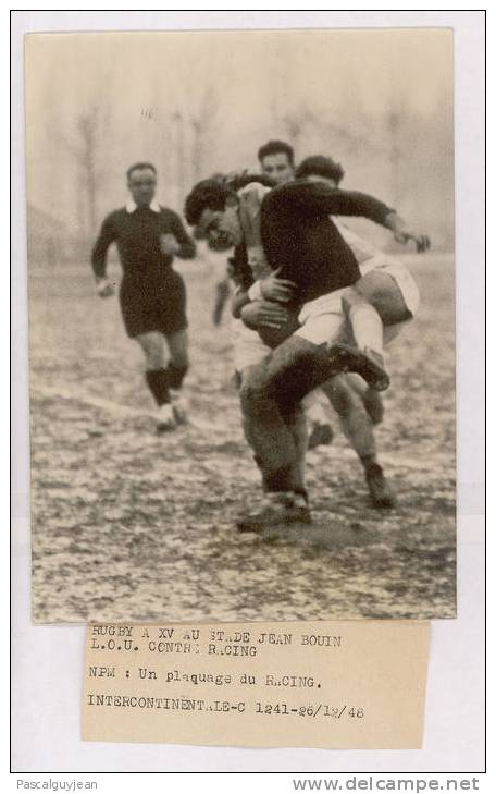 PHOTO PRESSE RUGBY STADE JEAN BOUIN - LOU / RACING 1948 - Rugby