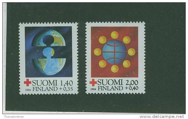 3S0176 Croix Rouge Puzzle Globe 910 à 911 Finlande 1984 Neuf ** - Unused Stamps