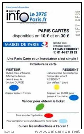 @+  PARKING PARIS : "VOITURE MAL GAREE" - 30 € - ORGA1 - SERIE 01F7. - Parkeerkaarten