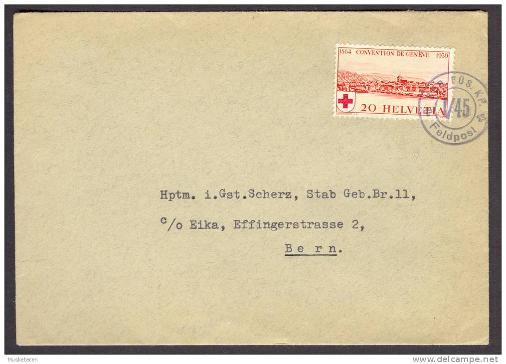 Switzerland Mi. 357 Red Cross Convention De Geneve 1939 Cover Brief BERN Cancelled I/45 GEB. FÜS. KP. Feldpost Fieldpost - Documenten