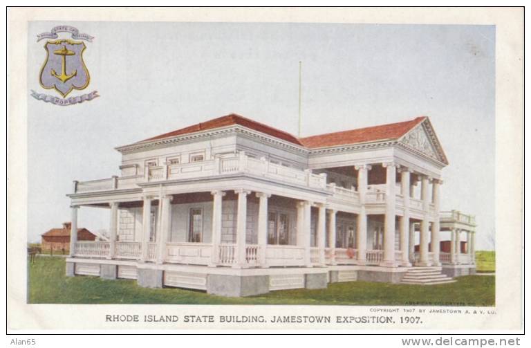 1907 Jamestown Exposition Official Postcard, Rhode Island State Building - Exhibitions