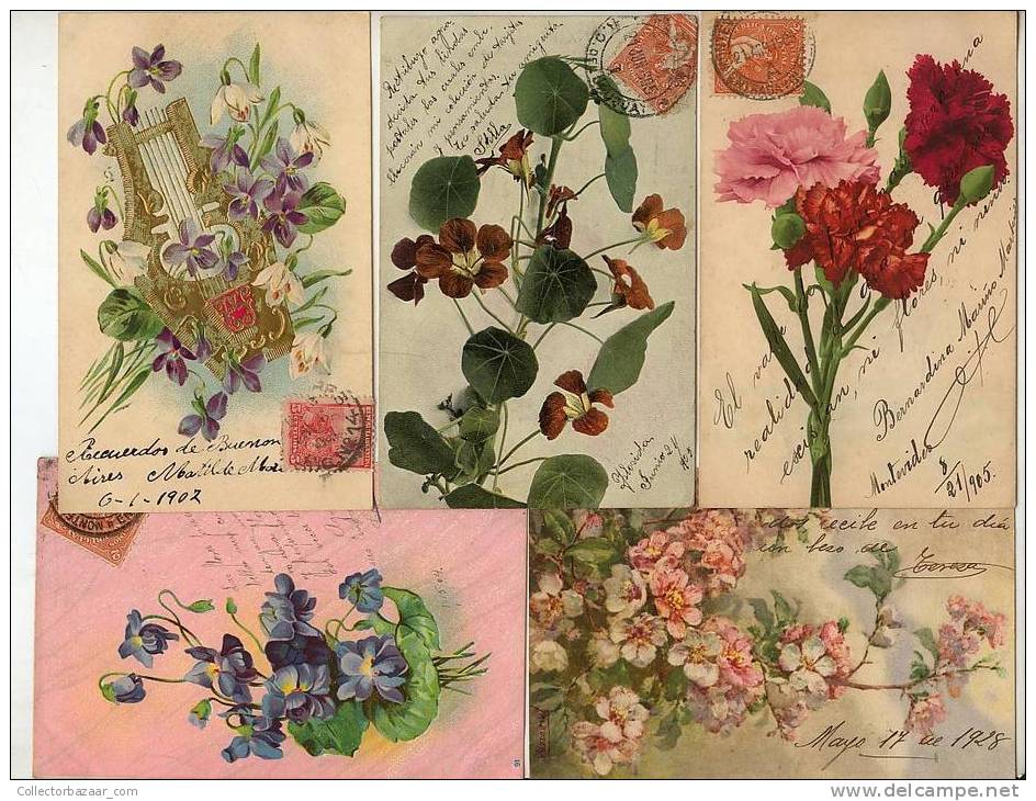 VINTAGE Ca1900 POSTCARD AK CPA LOT OF 10 VINTAGE POSTCARDS TOPIC FLOWERS - Otros & Sin Clasificación