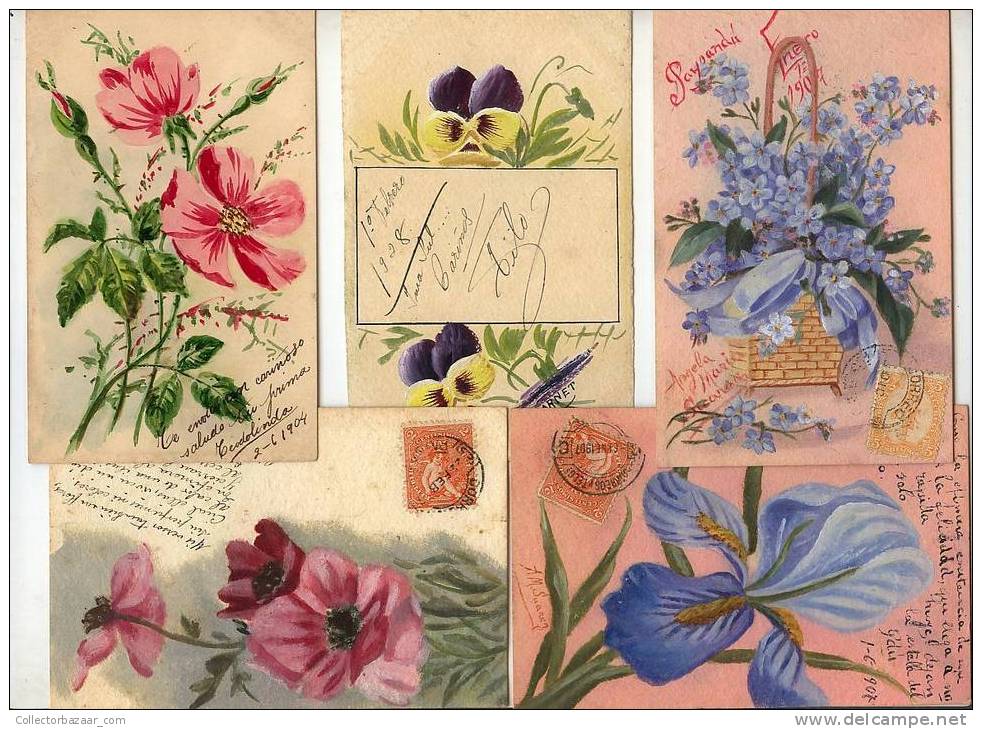 VINTAGE Ca1900 POSTCARD AK CPA LOT OF 13 VINTAGE POSTCARDS TOPIC FLOWERS - Otros & Sin Clasificación