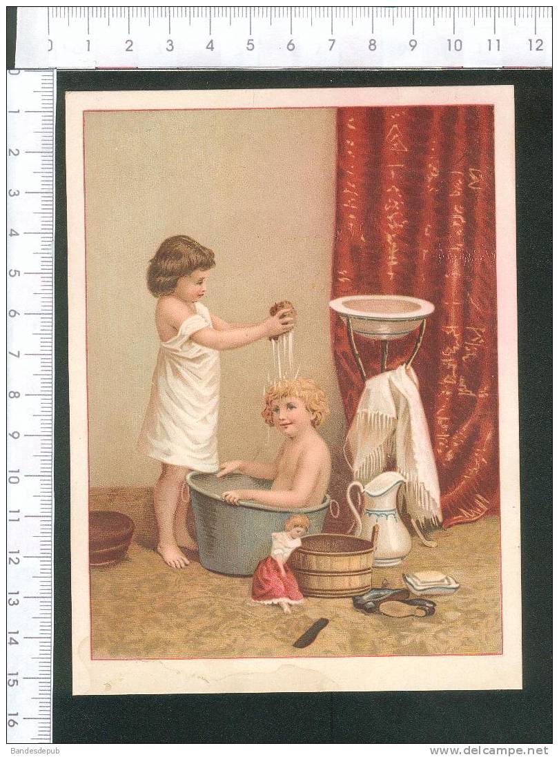 Cacao Van Houten Hollande Jolie Chromo Grand Format Thème Enfant Toilette Bassiine - Van Houten