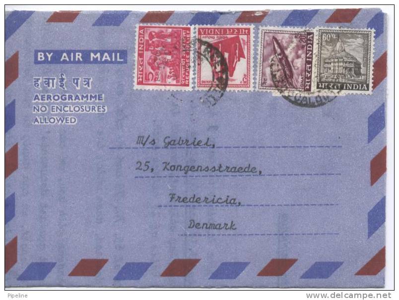 India Aerogramme Sent To Denmark 24-3-1973 - Airmail