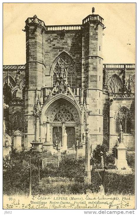 93 - Lepine ( Marne) - Basilique Notre Dame,  Portail Méridional - L'Epine