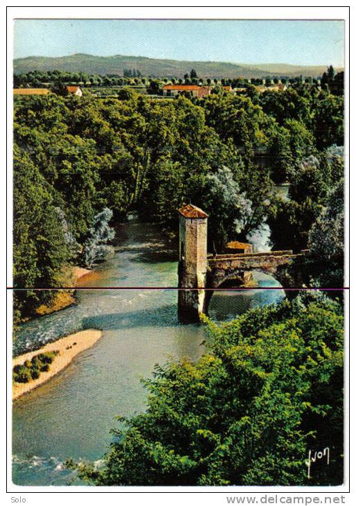 SAUVETERRE EN BEARN - Tour Ruines Composant Un Paysage ... (Pêcheur Sur Le Pont) - Sauveterre De Bearn