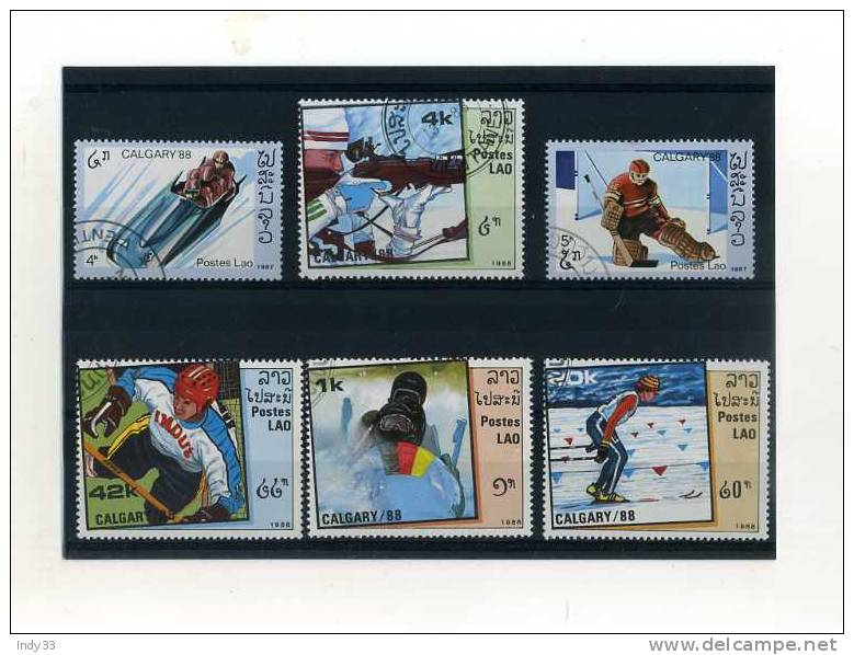 - LAOS . ENSEMBLE DE TIMBRES SUR LES JEUX OLYMPIQUES DE GALGARY  1988  . - Winter 1988: Calgary