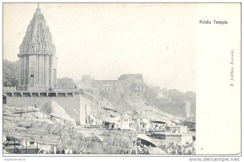 HINDU TEMPLE CPA EDITEUR K. JALBHOY KARACHI CIRCA 1910 RARISIME DOS DIVISE ANIMEE - Pakistan