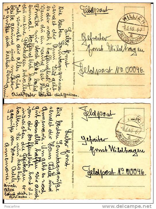 WILLICH  2 Cpas 1940, Feldpost Mit Ruckseite Zu Sehen - Willich