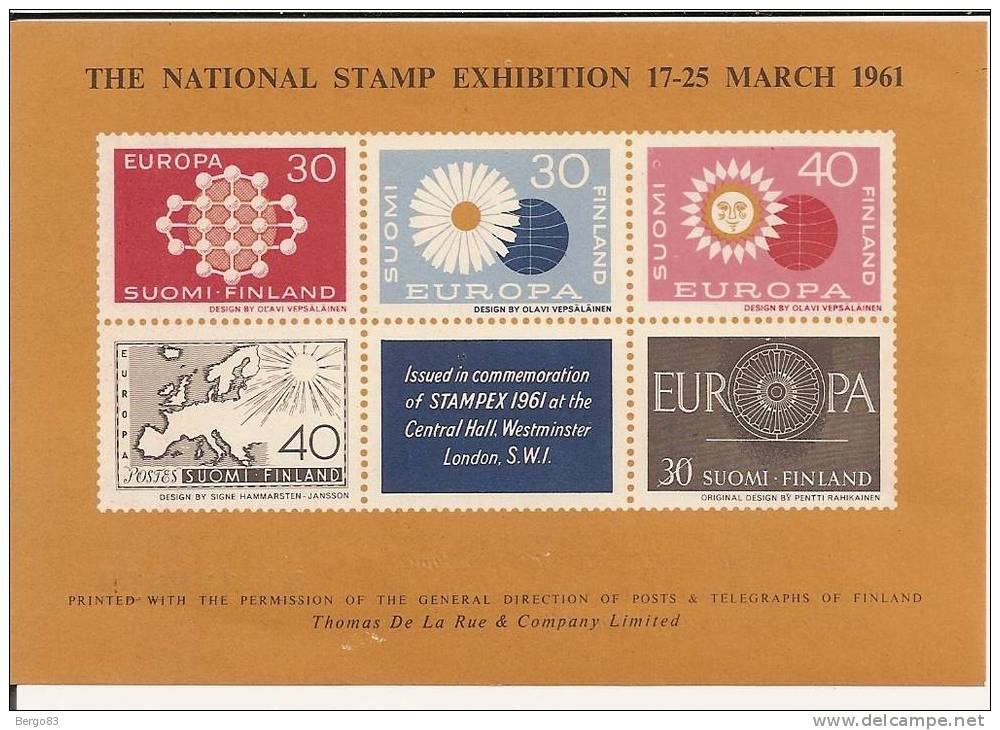 NATIONAL STAMP EXHIBITION 17-25 March 1961,EUROPA,BLOC Stampex,numéroté - Hojas Bloque