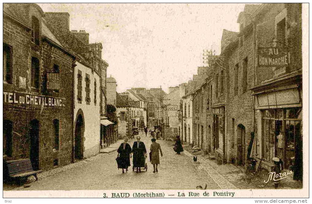 CPA Baud Rue De Pontivy - Baud