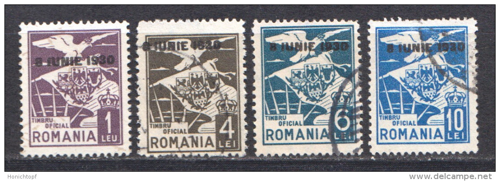 Rumänien; Dienstmarken; 1930; Michel 13; 16; 17/88 O; Adler Und Wappen Mit Aufdruck 8 IUNIE 1930 - Service