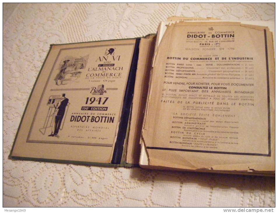 Annuaire Du Commerce Didot-bottin -atlas Du Bottin  1947   --   -551 Pages    Plan De Saigon Etc... - Telefonbücher