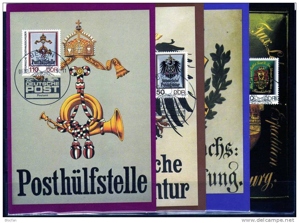 Posthausschilder 1990 DDR Maxi-Kt.1-4/90 Plus 3306/9 4-Block  ** 14€ Maximumkarten History Document Maxicards MC Germany - U.P.U.