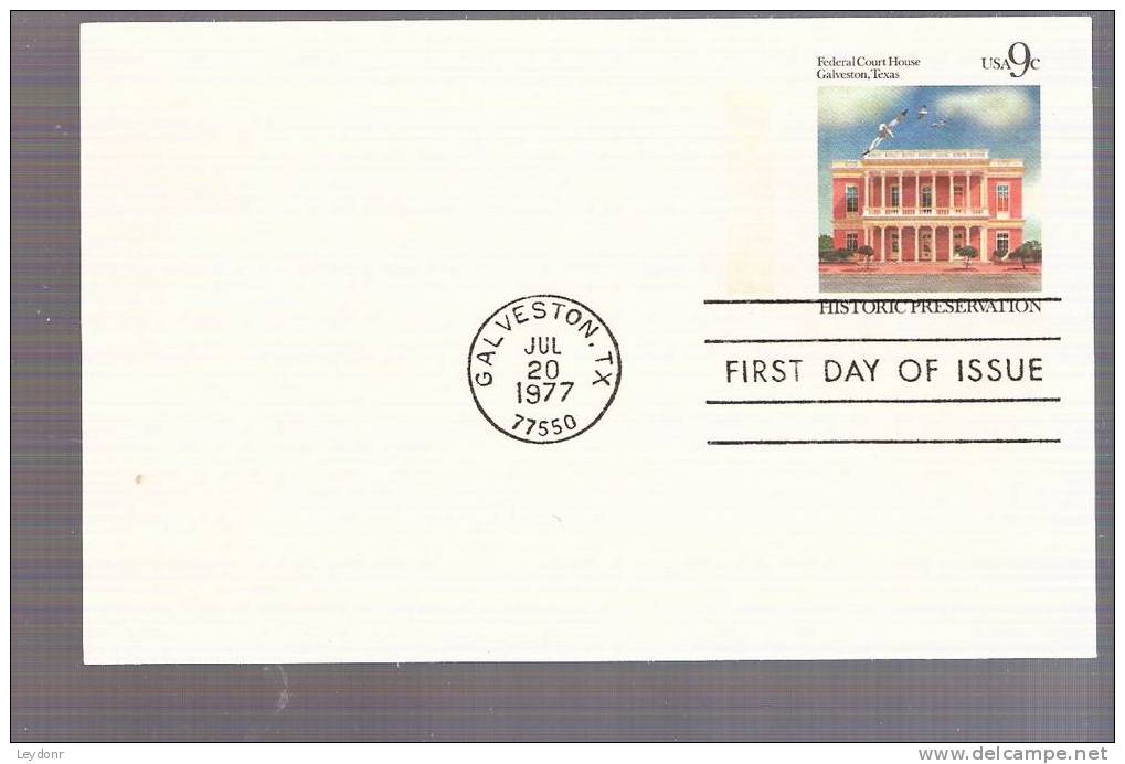 FDC Postal Card - Federal Court House - Galveston, Texas - Scott # UX71 - 1971-1980