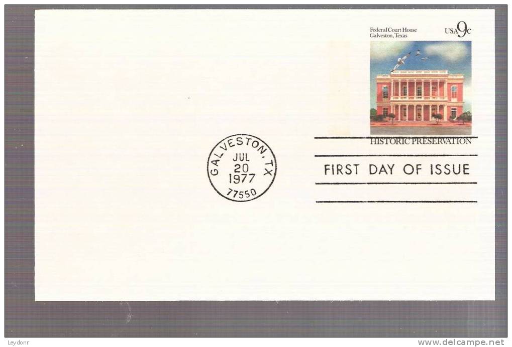 FDC Postal Card - Federal Court House - Galveston, Texas - Scott # UX71 - 1971-1980