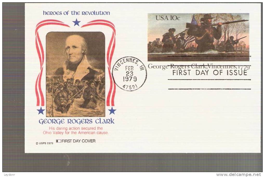 FDC Postal Card -  George Rogers Clark, Vincennes - Scott UX78 - 1971-1980