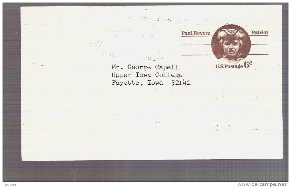 Postal Card - Paul Revere - Scott # UX58 - - 1961-80