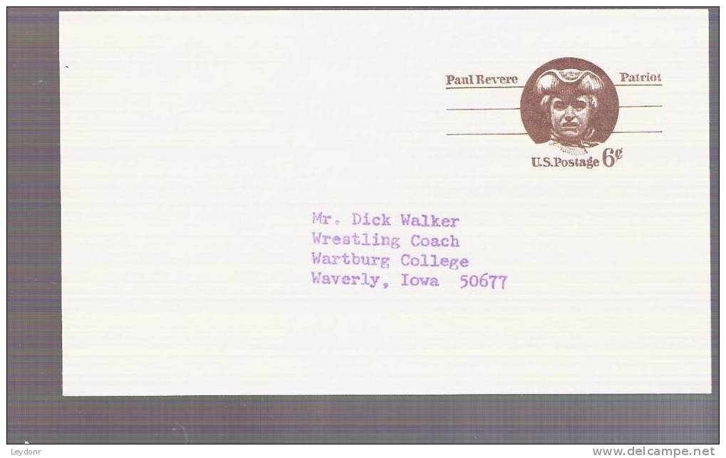 Postal Card - Paul Revere - Scott # UX58 - - 1961-80