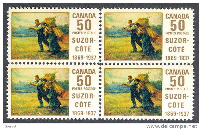 Canada Unitrade 491  MNH VF Art On Stamps Suzor-Cote  Block Of 4.........................(w83) - Neufs