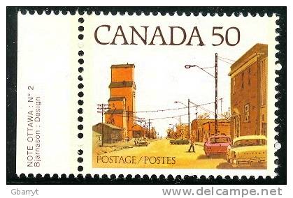 Canada Unitrade 723  MNH VF Left Margin Single With Selvedge. Prarie Street Scene. - Neufs