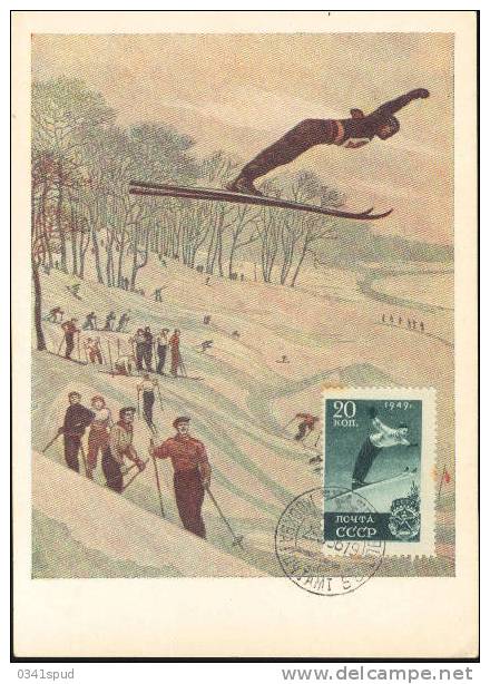 1955  Russie  Carte Maximum  Saut Avec Ski  Ski Jumping  Salto Con Sci - Hiver