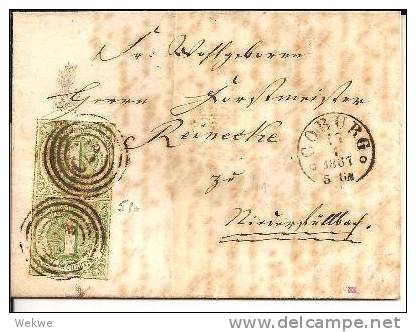 THT083/  THURN & TAXIS - Coburg 1867, Senkr. Paar 51a - Covers & Documents