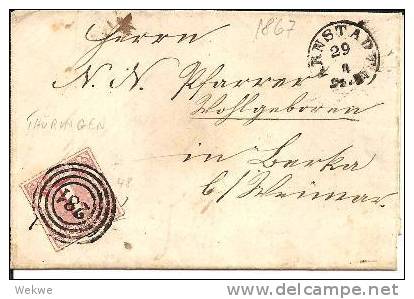 THT090/  THURN & TAXIS - Arnstadt (281) Auf Michel 48 (1867) - Covers & Documents