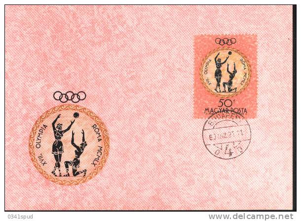 Jeux Olympiques 1960  Carte Maximum   Jeux De Balle  Volleyball  Handball - Voleibol