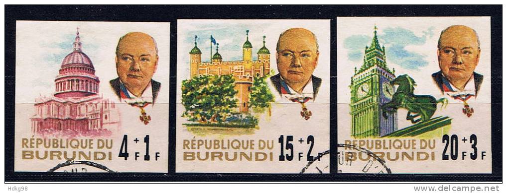 RU+ Burundi 1967 Mi 315-17B Churchill - Used Stamps