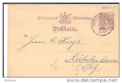 Wtb107/  WÜRTTEMBERG - Ganzsache Mit Kaffee-Werbung (café) 1885 - Postwaardestukken