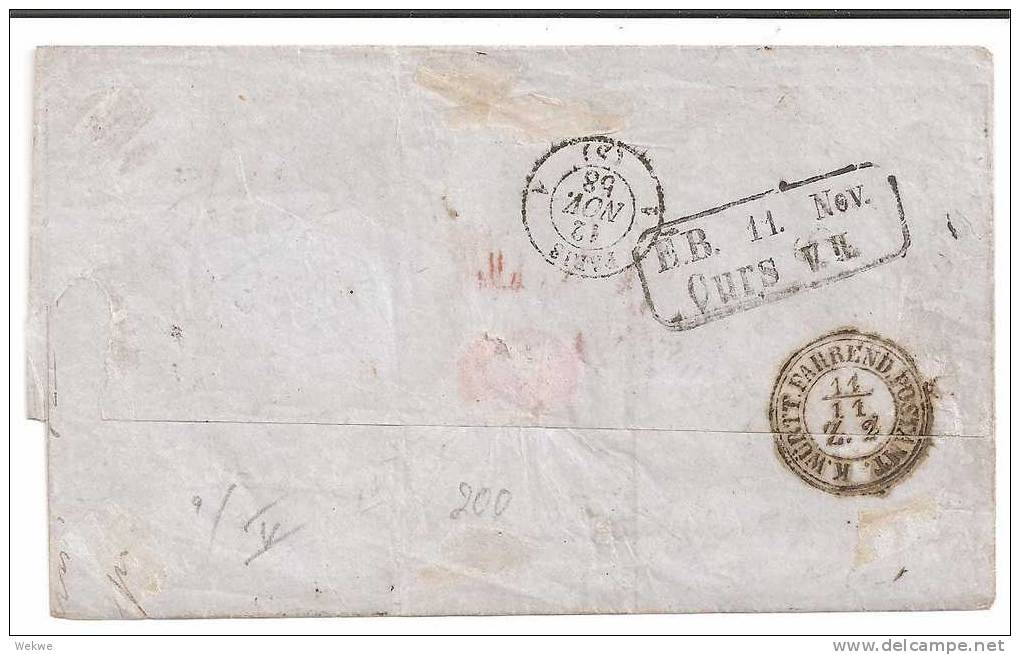 Wtb122 Brief Mit / WÜRTTEMBERG -  Mi. 9a Stuttgart-Paris 1858. Stempel Zentrisch! - Storia Postale