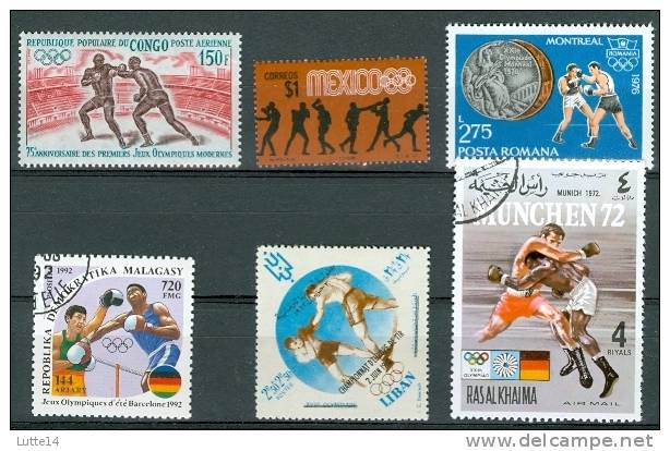 BOXE  Lot 03 De 6 Timbres Différents: Congo - Mexique - Roumanie - Malaisie - Liban - Ras Al Khaima - Boxen