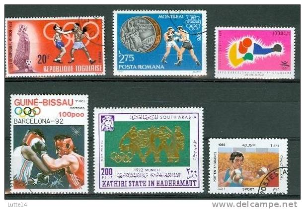 BOXE  Lot 04 De 6 Timbres Différents: Togo -  Roumanie - Turquie - Guiné - Arabie Saoudite - Afghanistan - Boxe