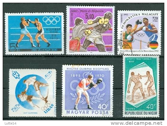 BOXE  Lot 13 De 6 Timbres Différents:   Liban - Corée - Saint Pierre Et Miquelon - Malaisie - Niger - Hongrie - Boxe