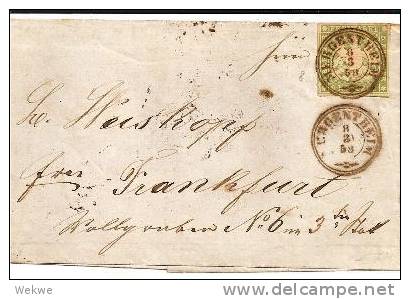 Wtb125 / WÜRTTEMBERG -  Brief Von  Mergentheim, Zentrisch Auf Mi. 8, 1858, Marke M. Super Schnitt - Covers & Documents